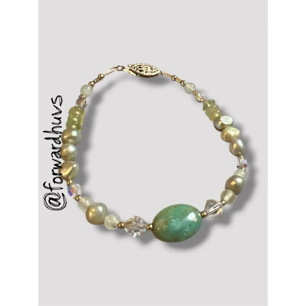 1/20 14K Gold‑Filled Stone & Bead Bracelet